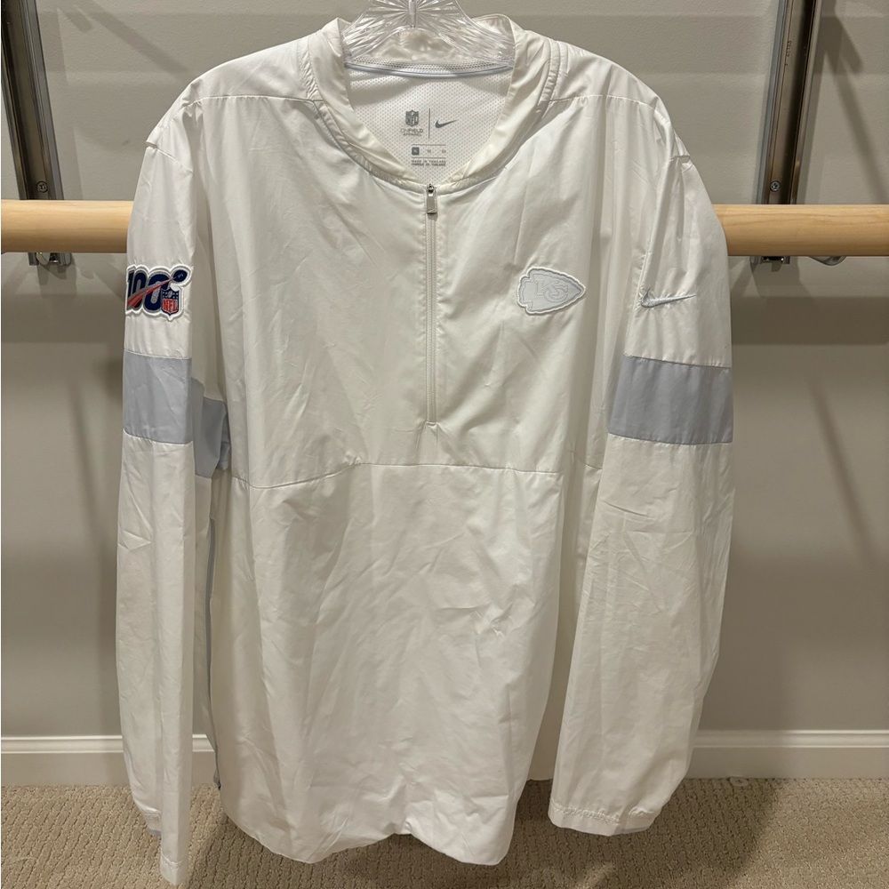 Kansas City Chiefs Nike White NFL 100 2019 Sideline Platinum Coaches Jacket